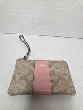 Coach Corner Zip Wristlet In Signature Canvas F58035